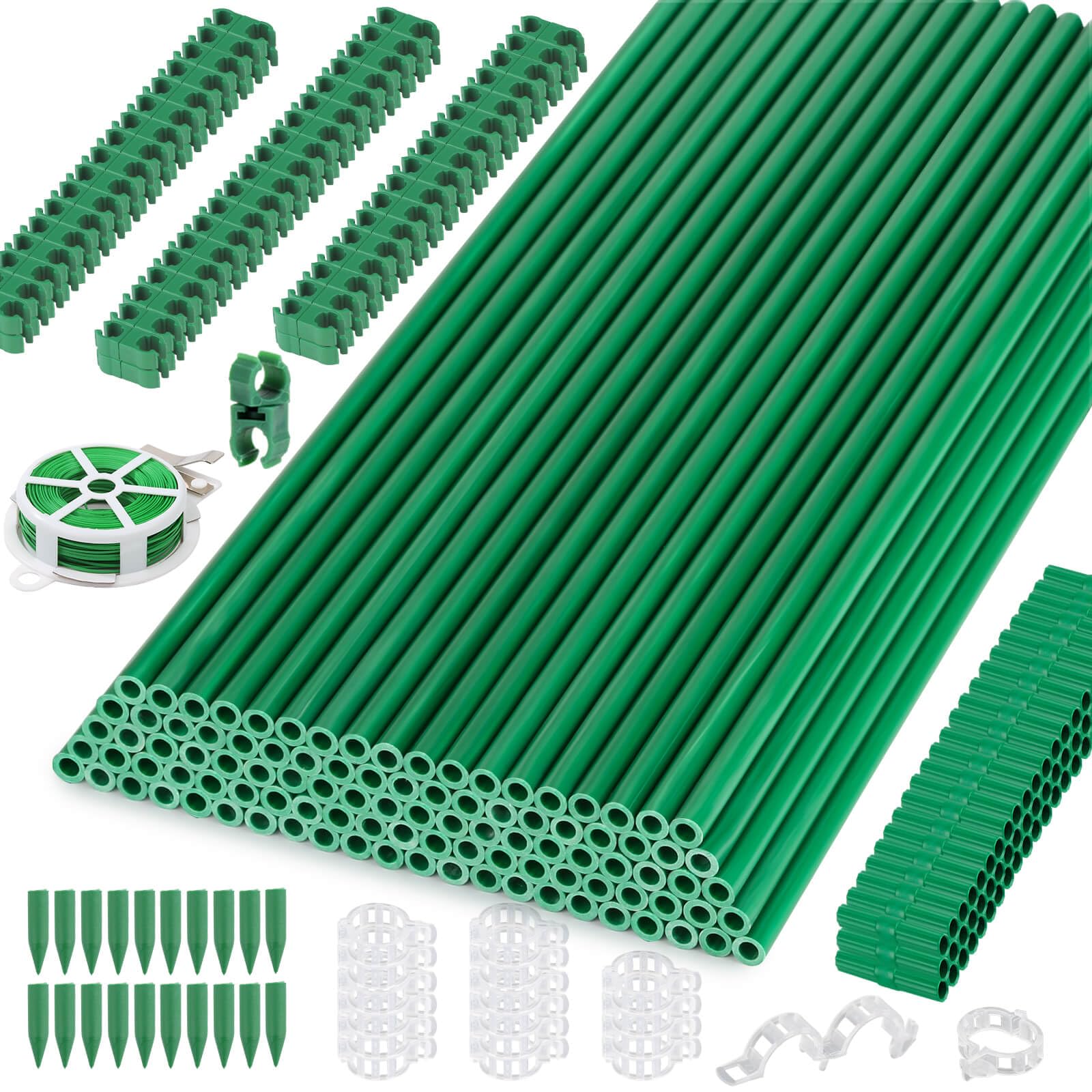 Cludoo 342PCS Garden Stakes Set with fiberglass stakes and accessories