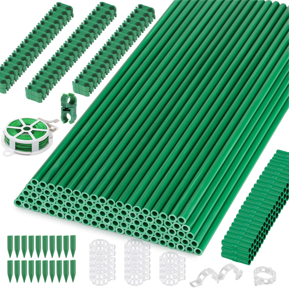 Cludoo 342PCS Garden Stakes Set with fiberglass stakes and accessories