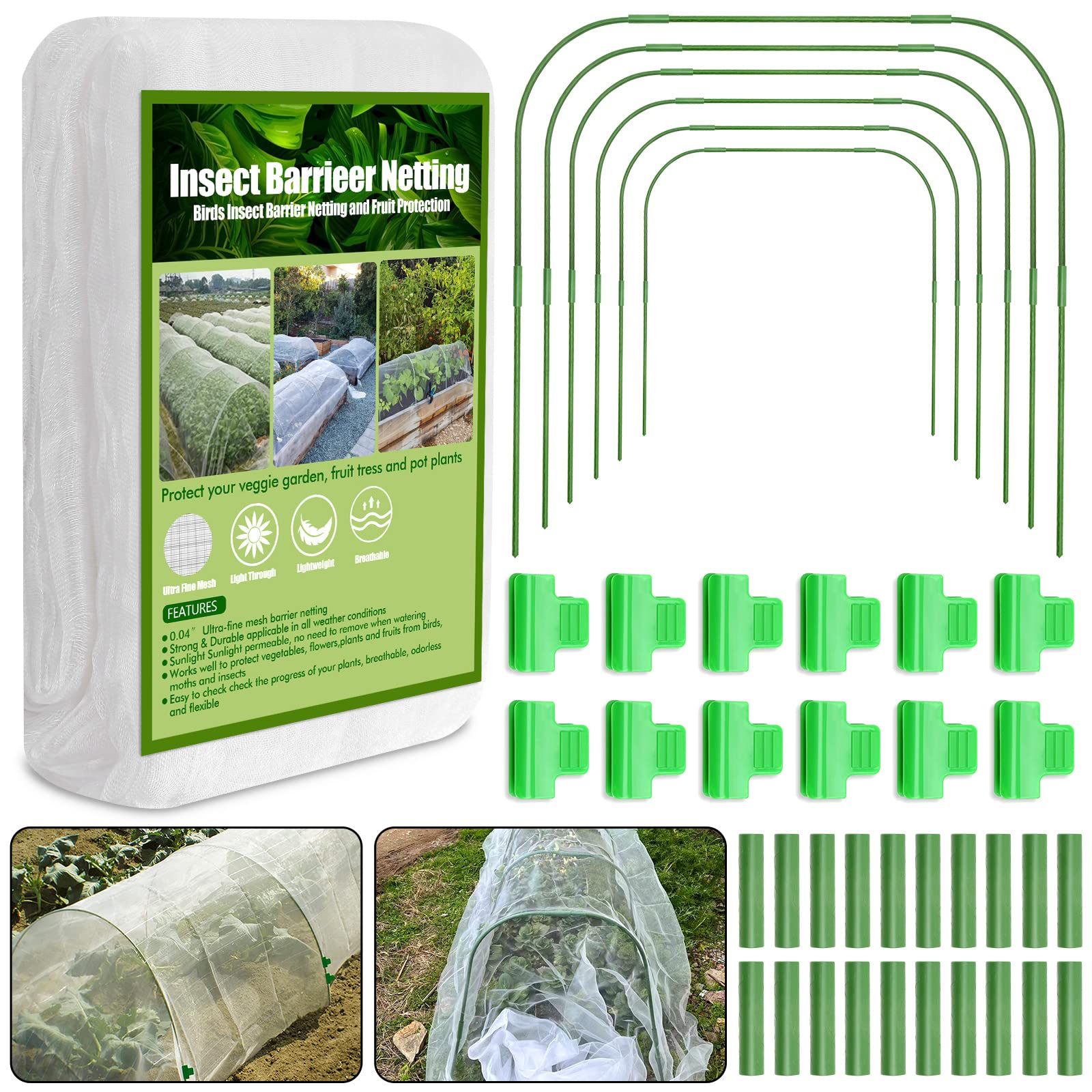 Cludoo Garden Mesh Netting Kit with netting and hoops