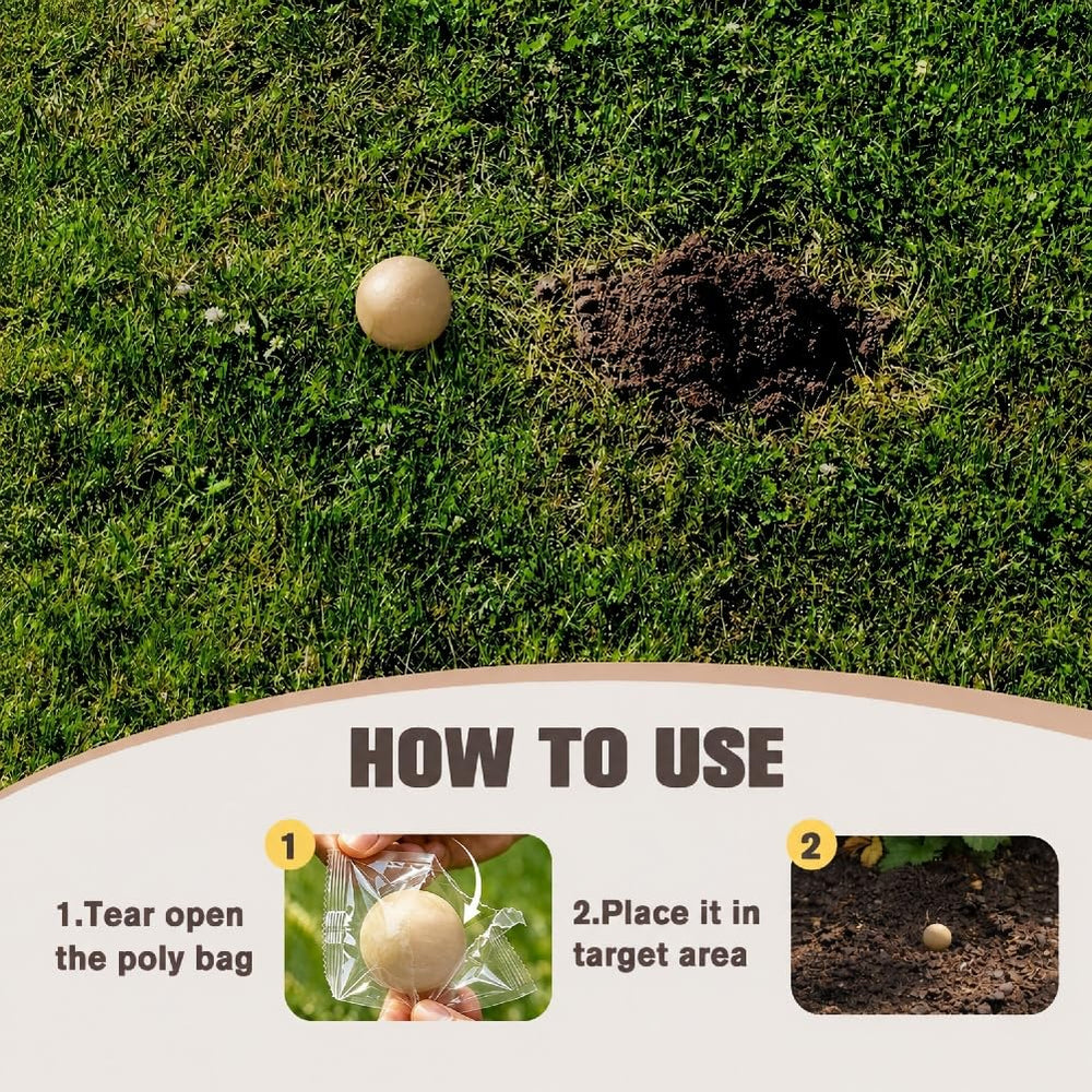 CLVDOFSS Mole Repellent granules in a garden setting