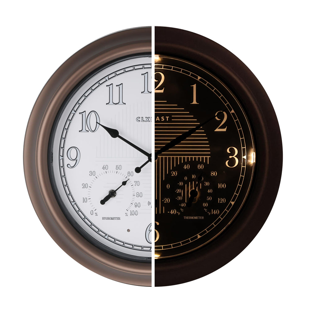 CLXEAST 18-inch outdoor atomic clock with bronze finish front view