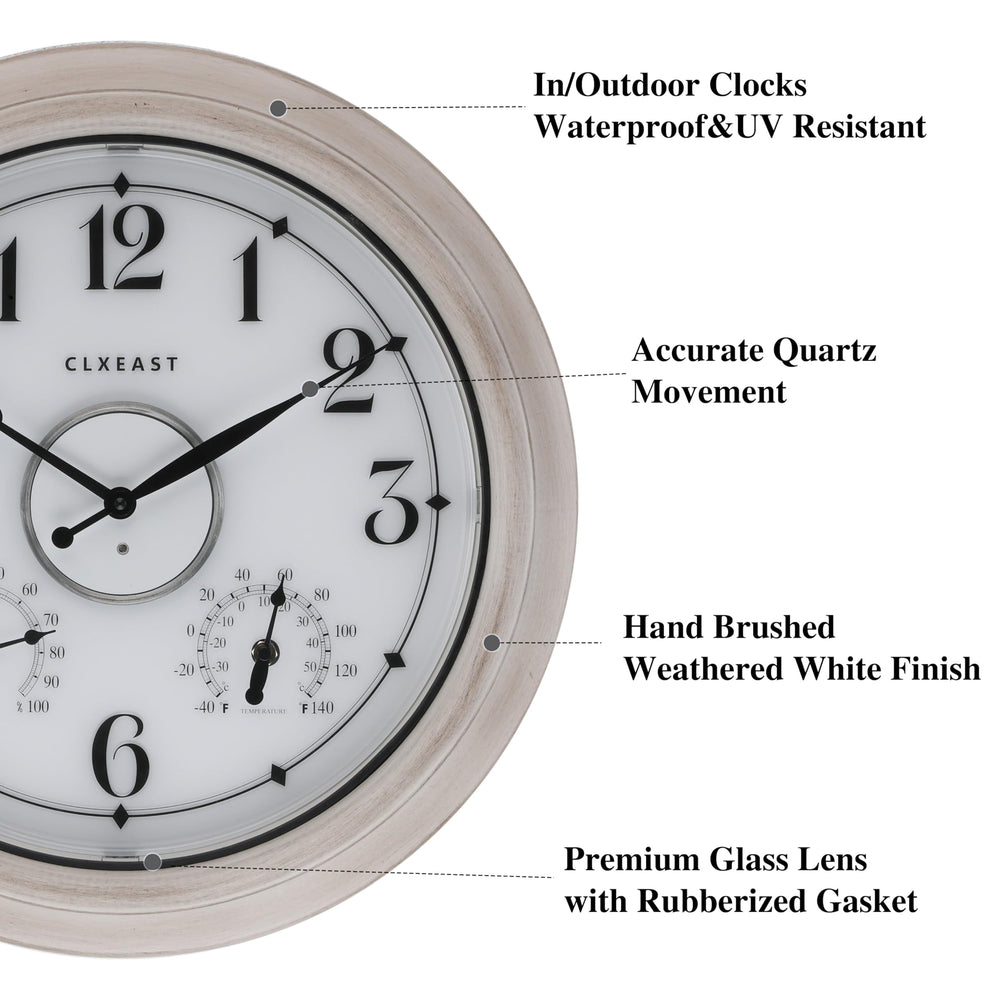 CLXEAST outdoor clock side view showing AI smart light sensor