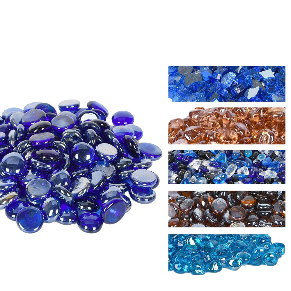 Cobalt Blue Fire Glass Beads in fire pit