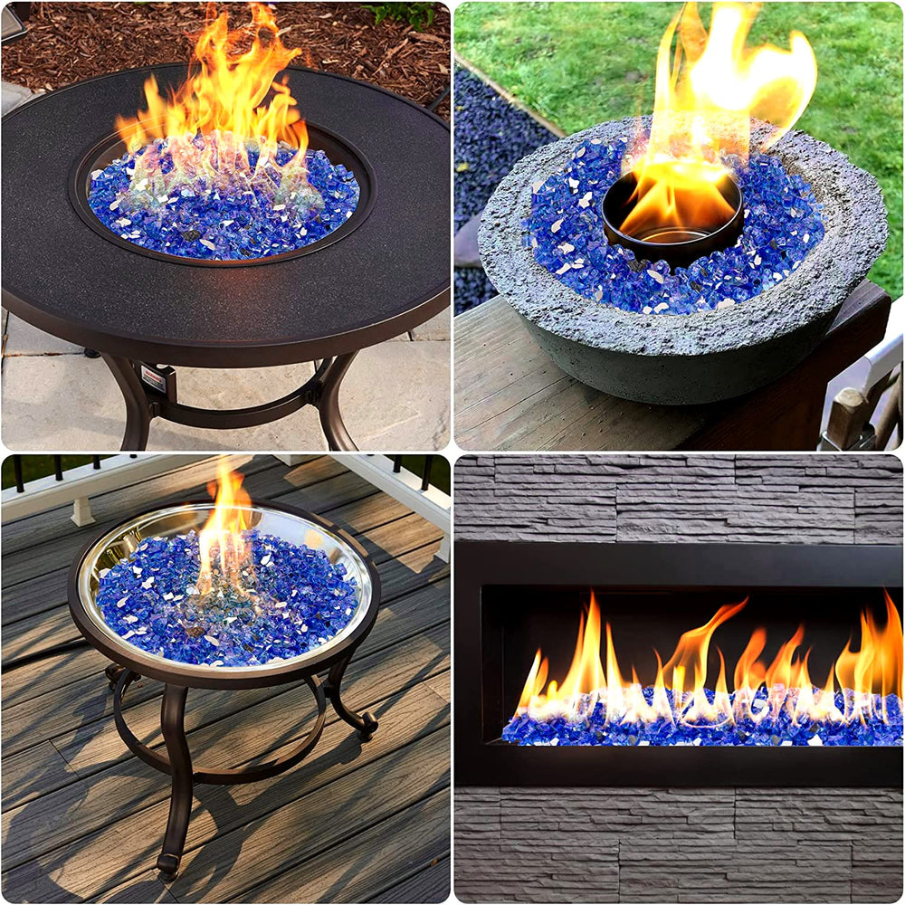 cobalt blue fire glass rocks close-up