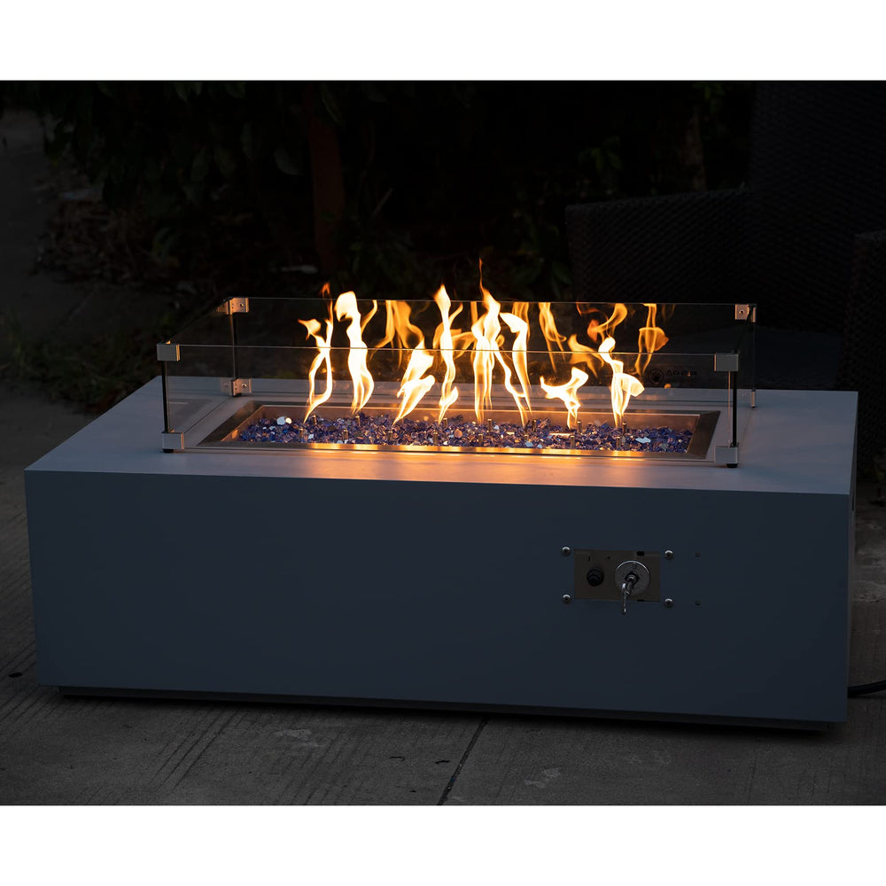 Cobalt Blue Reflective Fire Glass in a natural gas fire pit