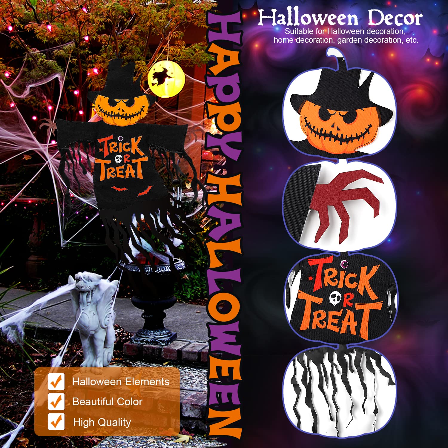 COCHIE Halloween garden flag back view showing double-sided print