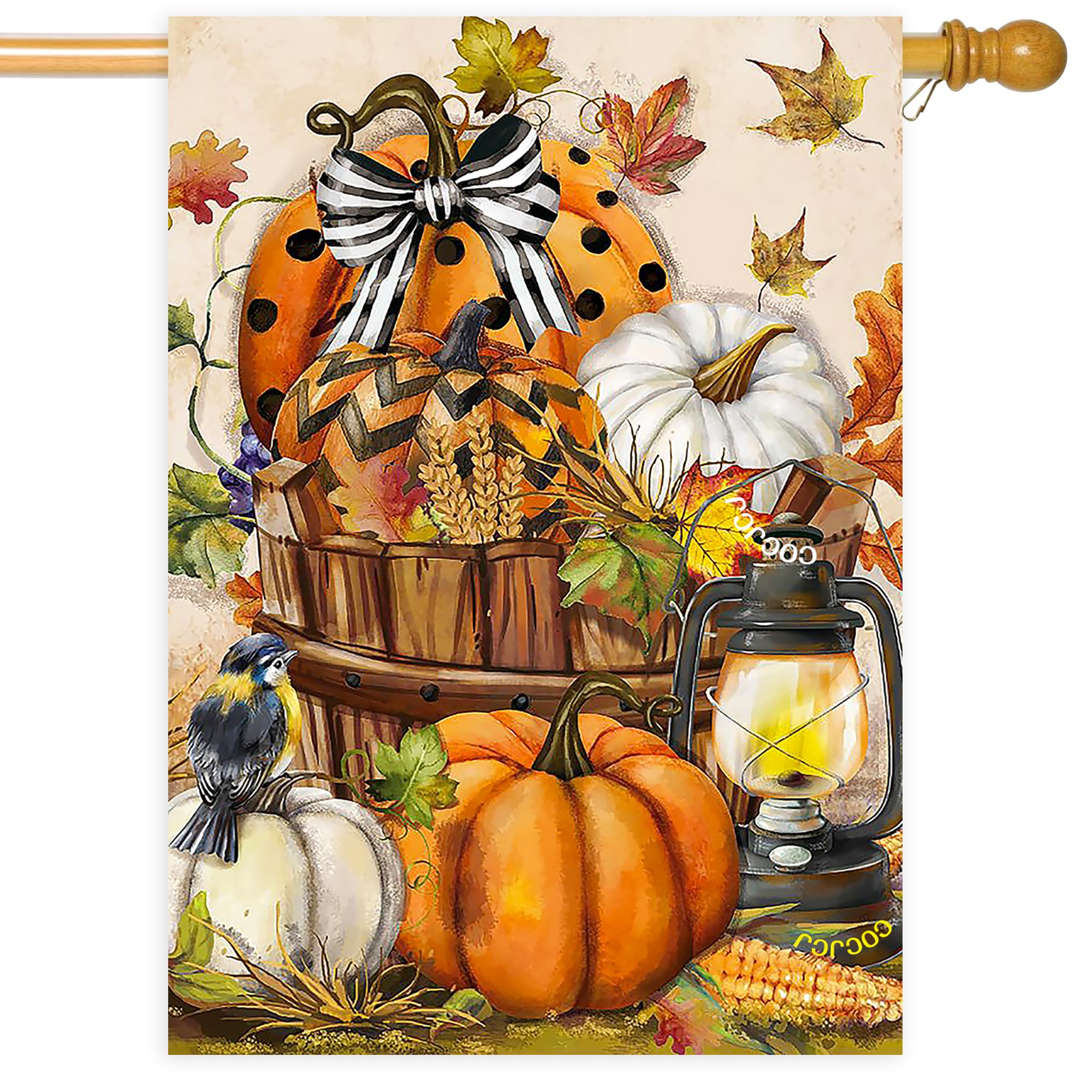 COCJCJ Large Garden Flag Pumpkin design front view