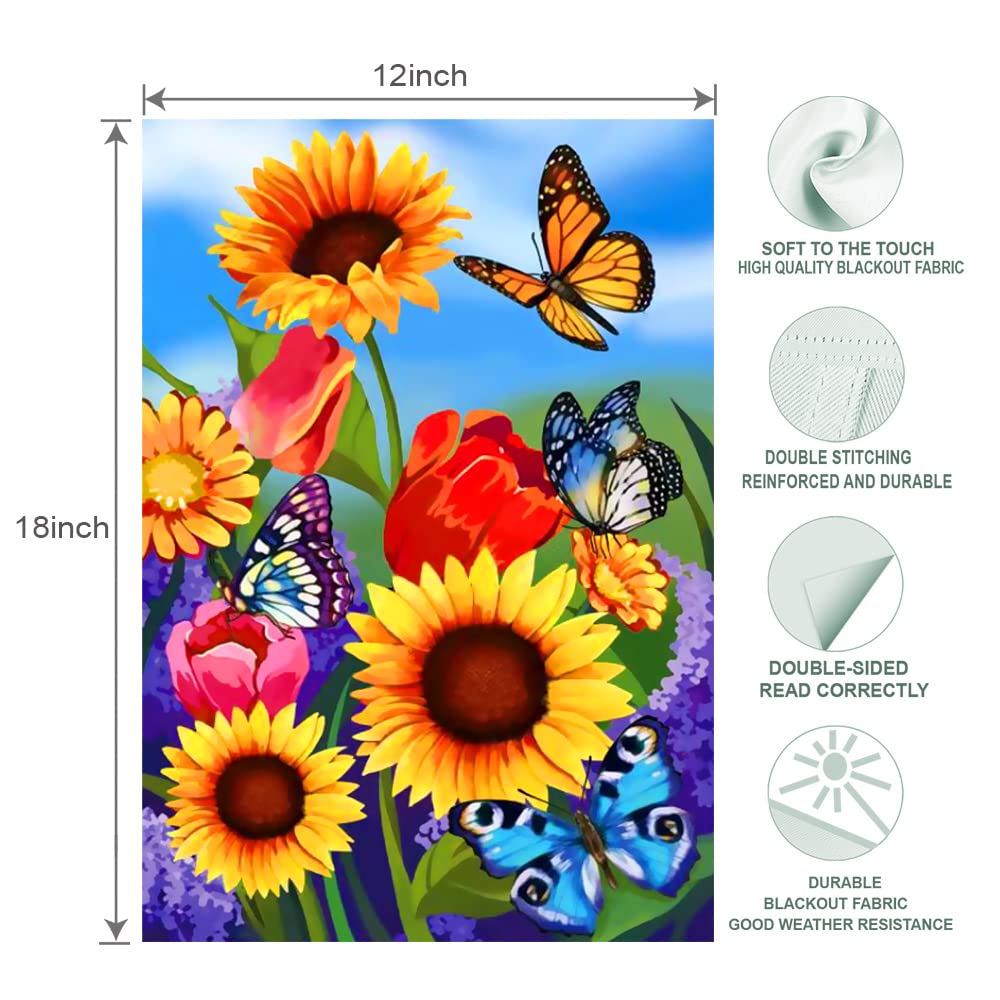 COCJCJ sunflower garden flag back view, double-sided