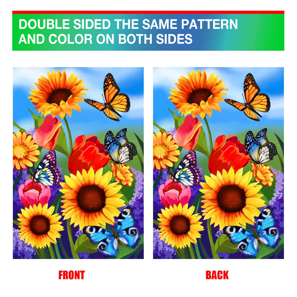 COCJCJ sunflower garden flag in garden setting