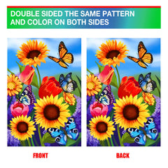 COCJCJ sunflower garden flag in garden setting