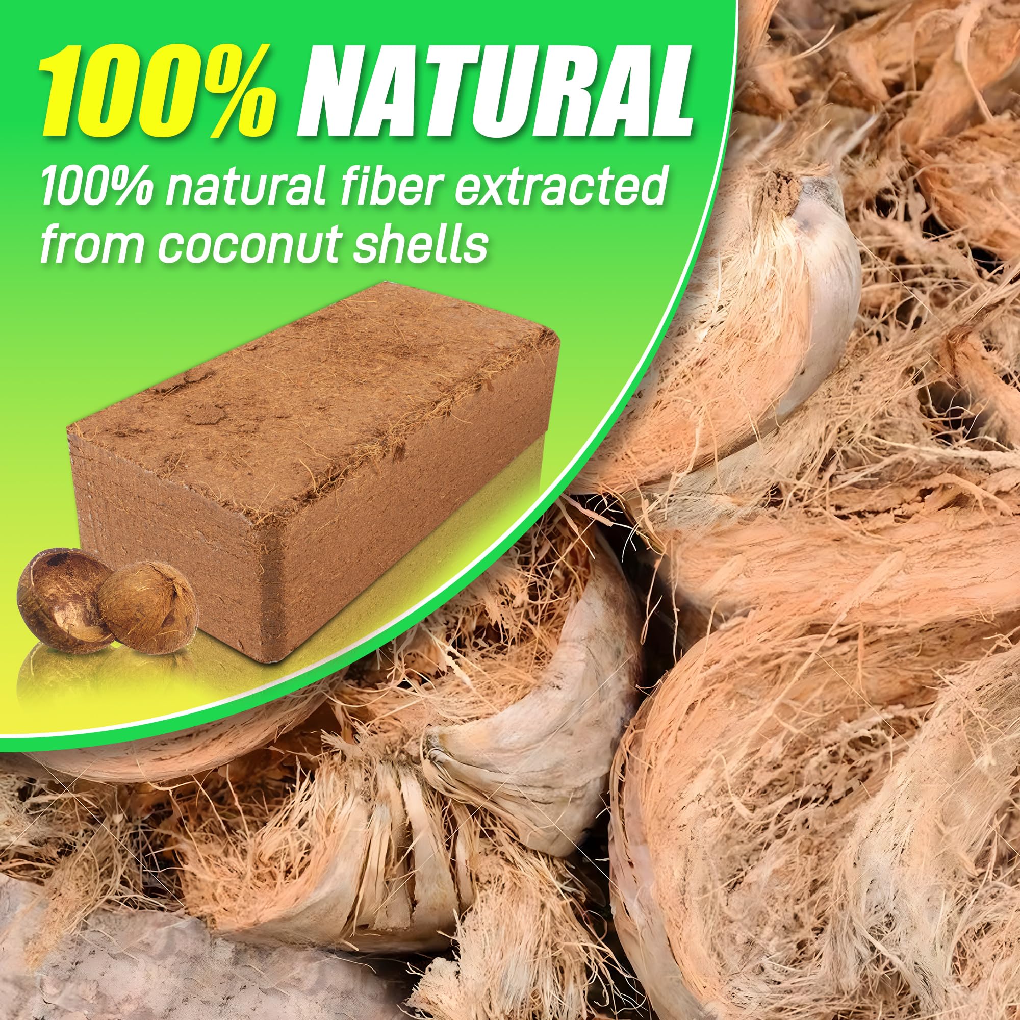 Coco coir brick expanding in water