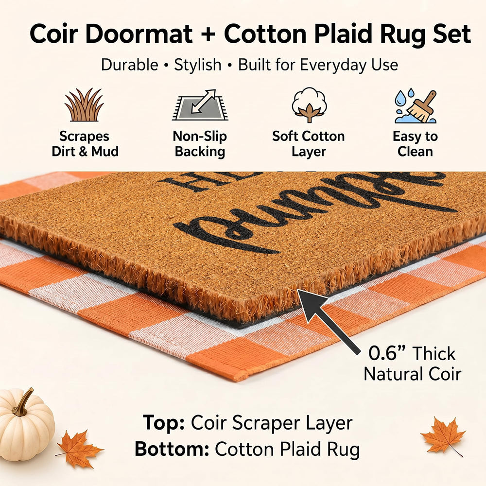 Coco coir welcome mat with PVC backing for durability
