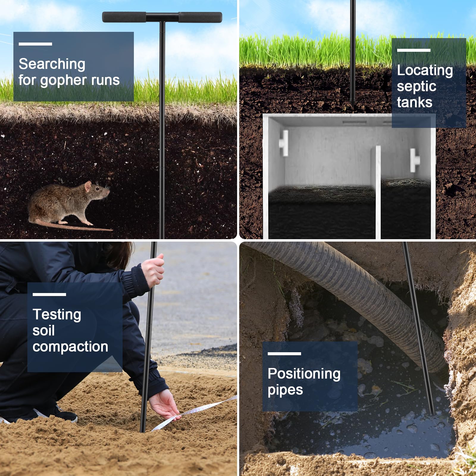 COCONUT Soil Probe Rod alongside gardening tools