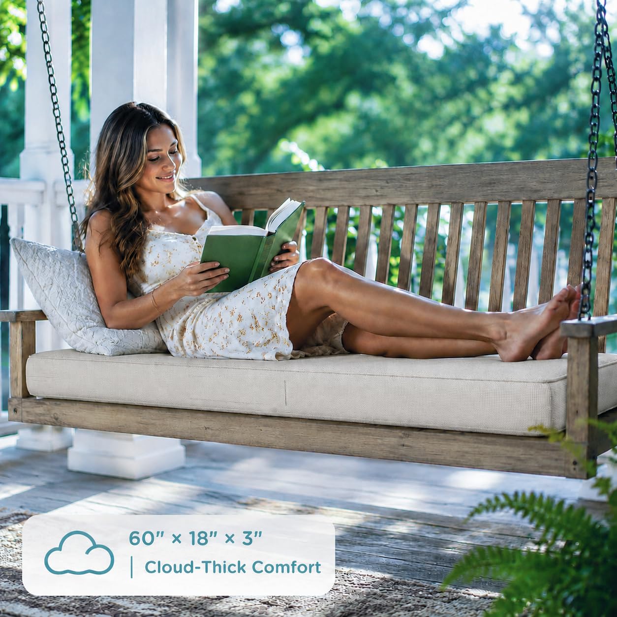 Codi Outdoor Bench Cushion after unpacking