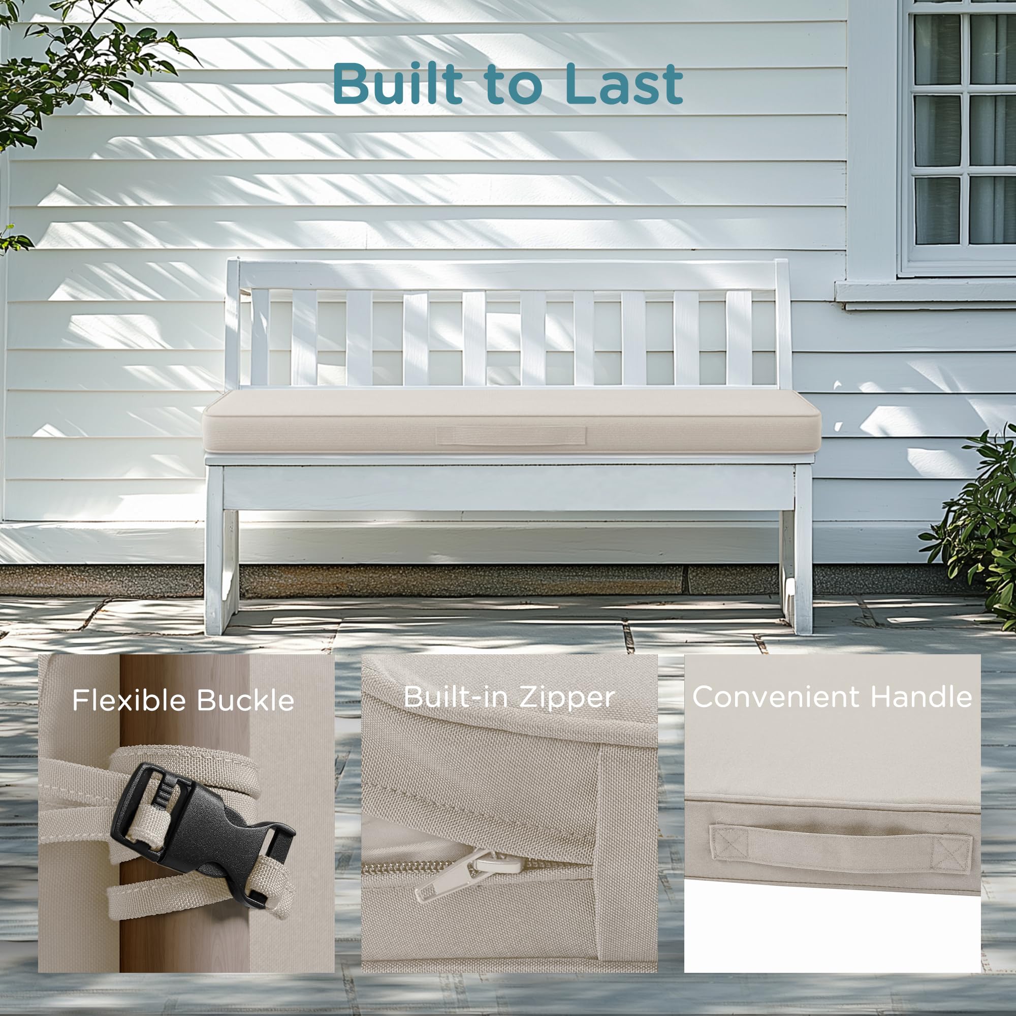 Codi Outdoor Bench Cushion in garden setting
