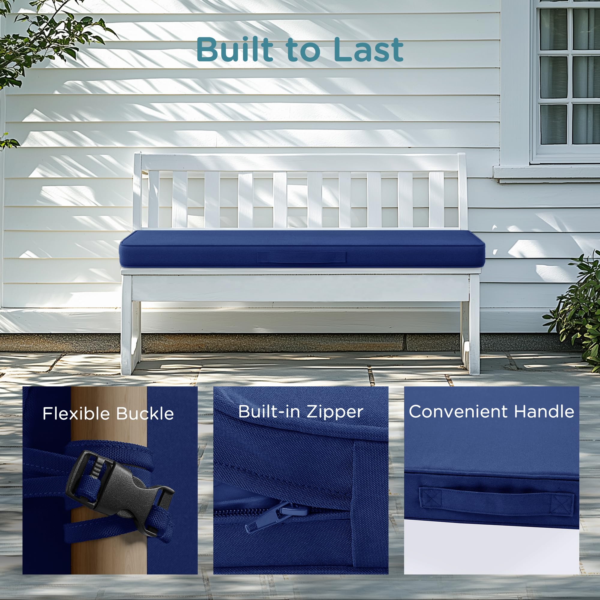 Codi Outdoor Bench Cushion Navy close-up of fabric