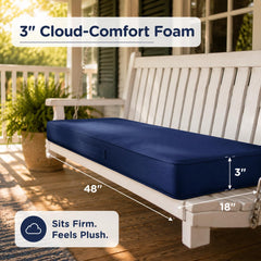 Codi Outdoor Bench Cushion Navy side view with foam core