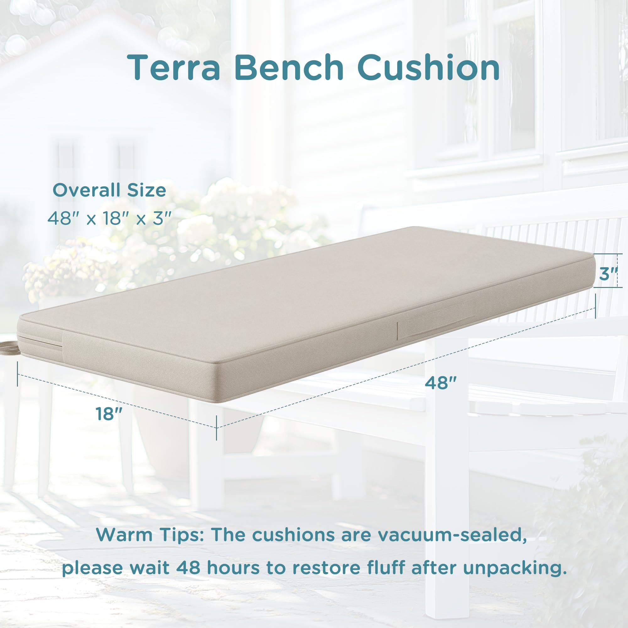 Codi Outdoor Bench Cushion on patio furniture