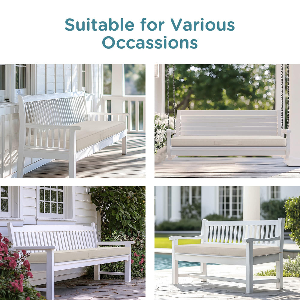 Codi Outdoor Bench Cushion showing elastic straps