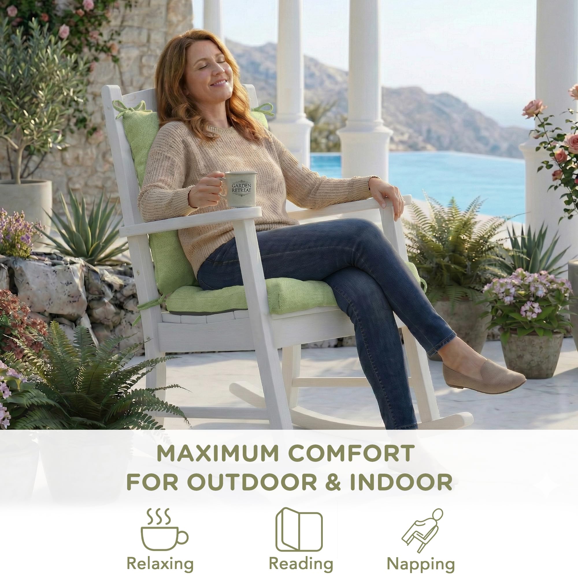 Codi Rocking Chair Cushions displayed outdoors in natural setting