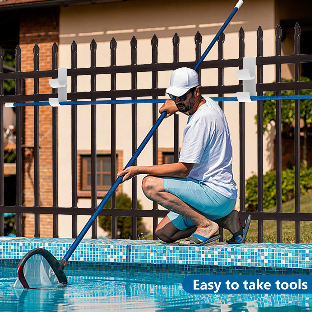 codree fence hooks displayed on a swimming pool fence