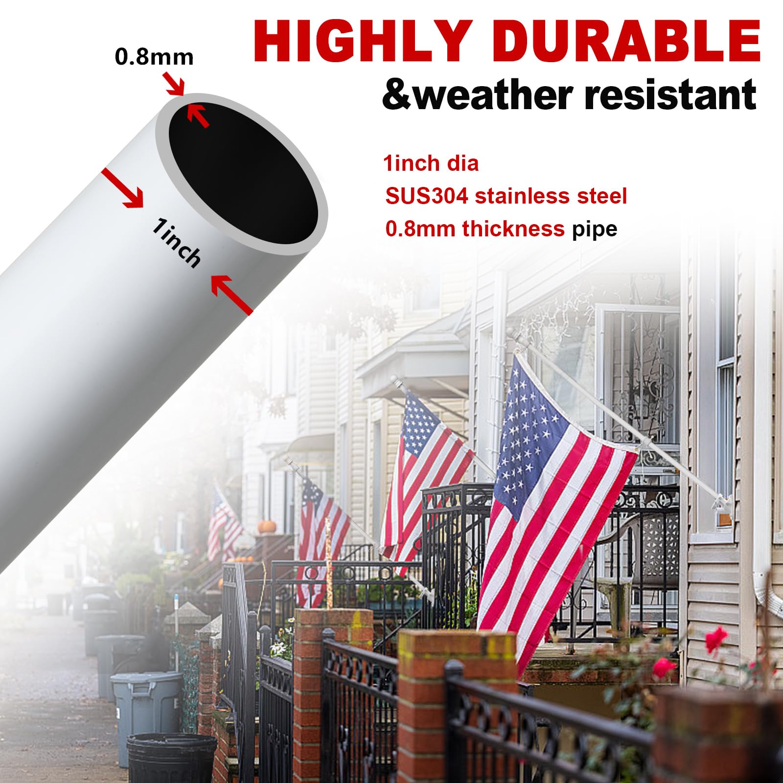 cogardenshower 6FT Flag Pole Holder with flags attached