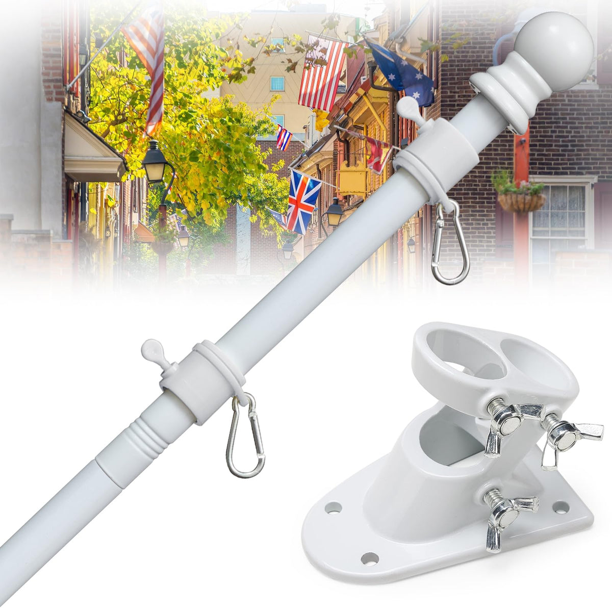 cogardenshower 6FT Heavy Duty Flag Pole Holder front view