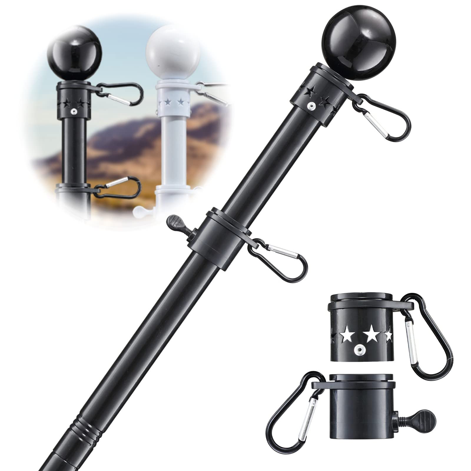 cogardenshower 6ft heavy duty flag pole kit with tangle-free rings