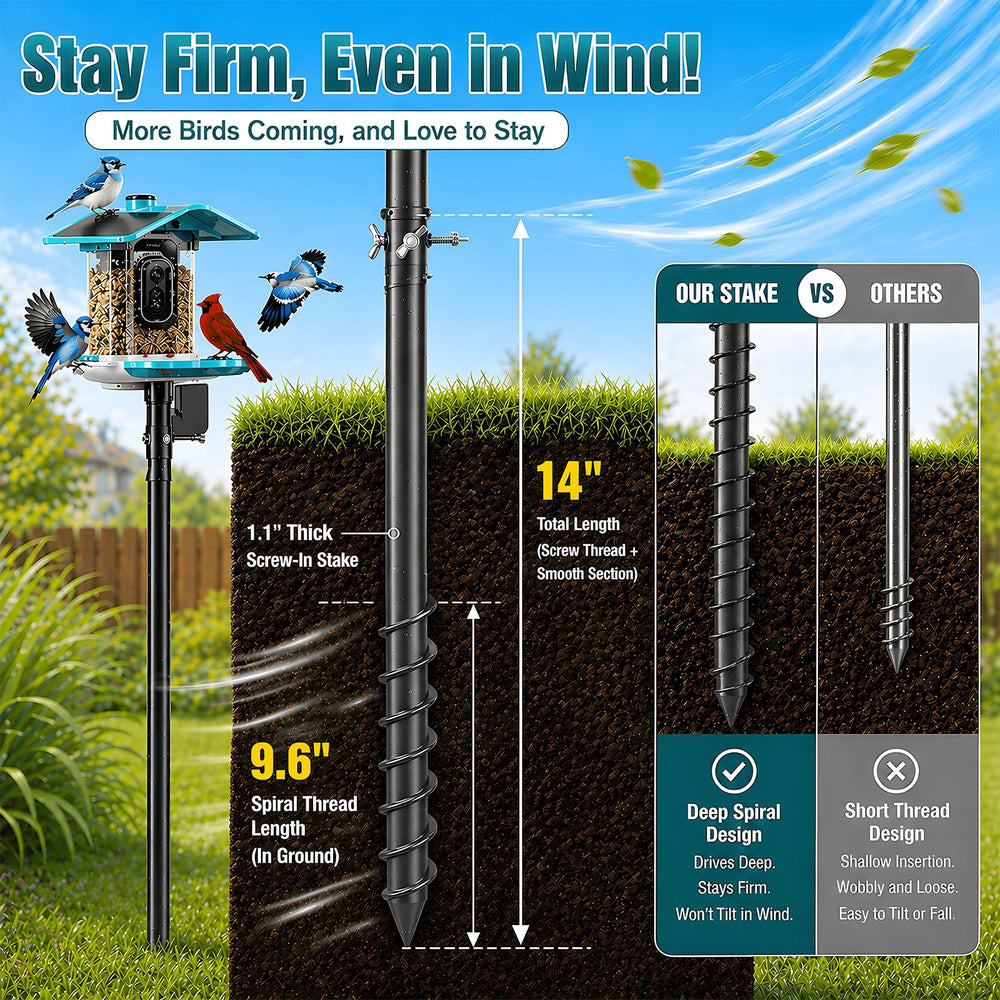 cogardenshower adjustable bird feeder pole with auger base