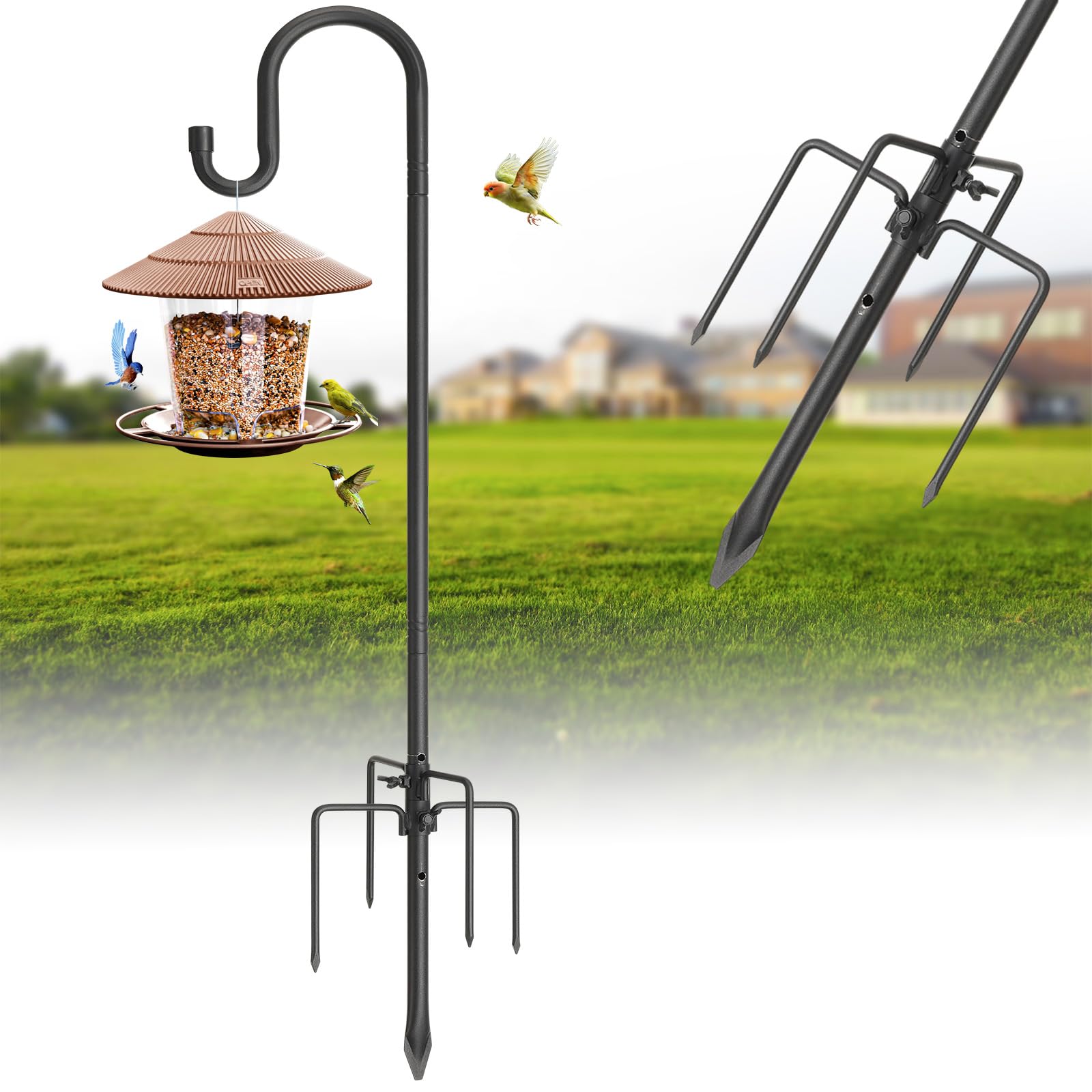 cogardenshower Bird Feeder Pole 78 inches with 5-prong base