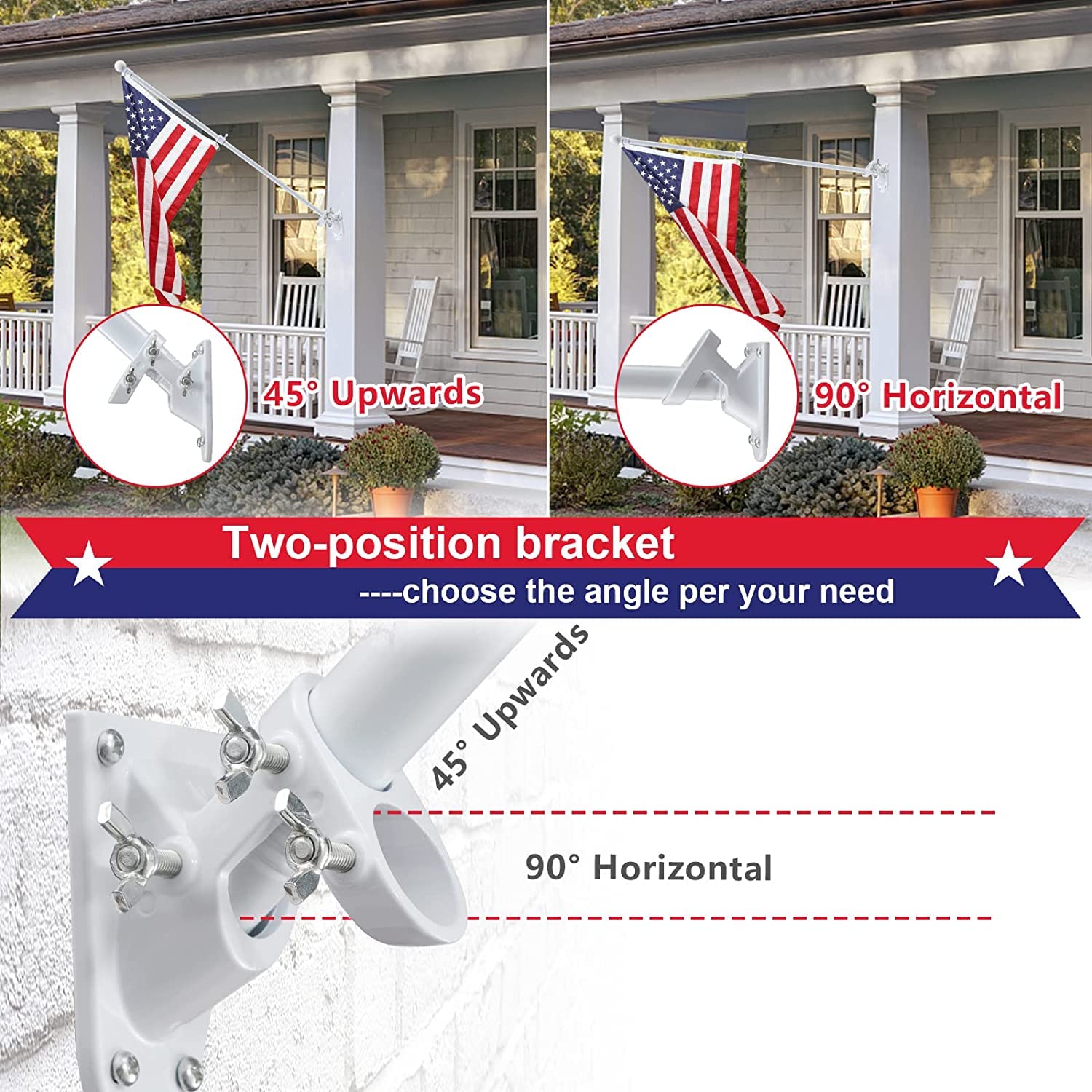 cogardenshower flag pole displaying adjustable grommet mounts