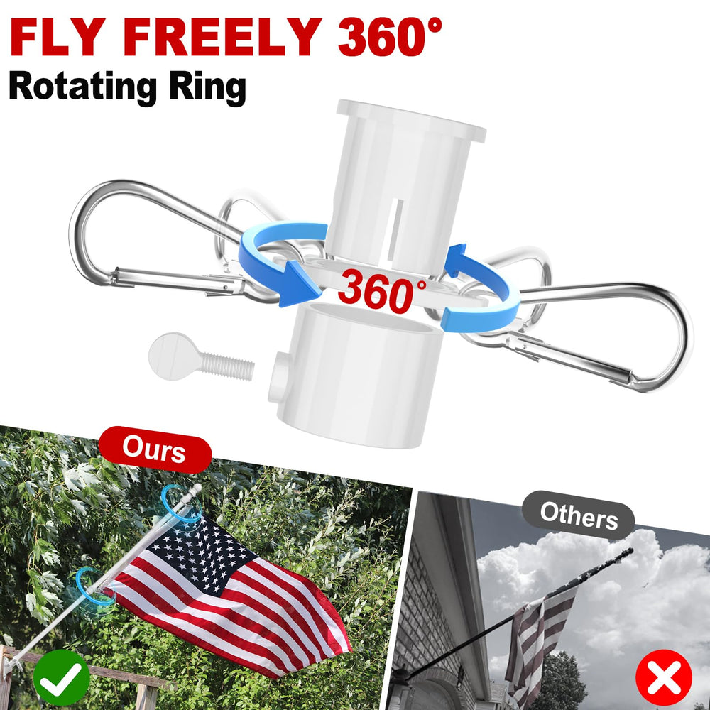 cogardenshower flag pole showing tangle-free design with rotating rings