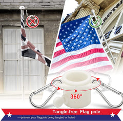 cogardenshower flag pole with tangle-free rings close-up