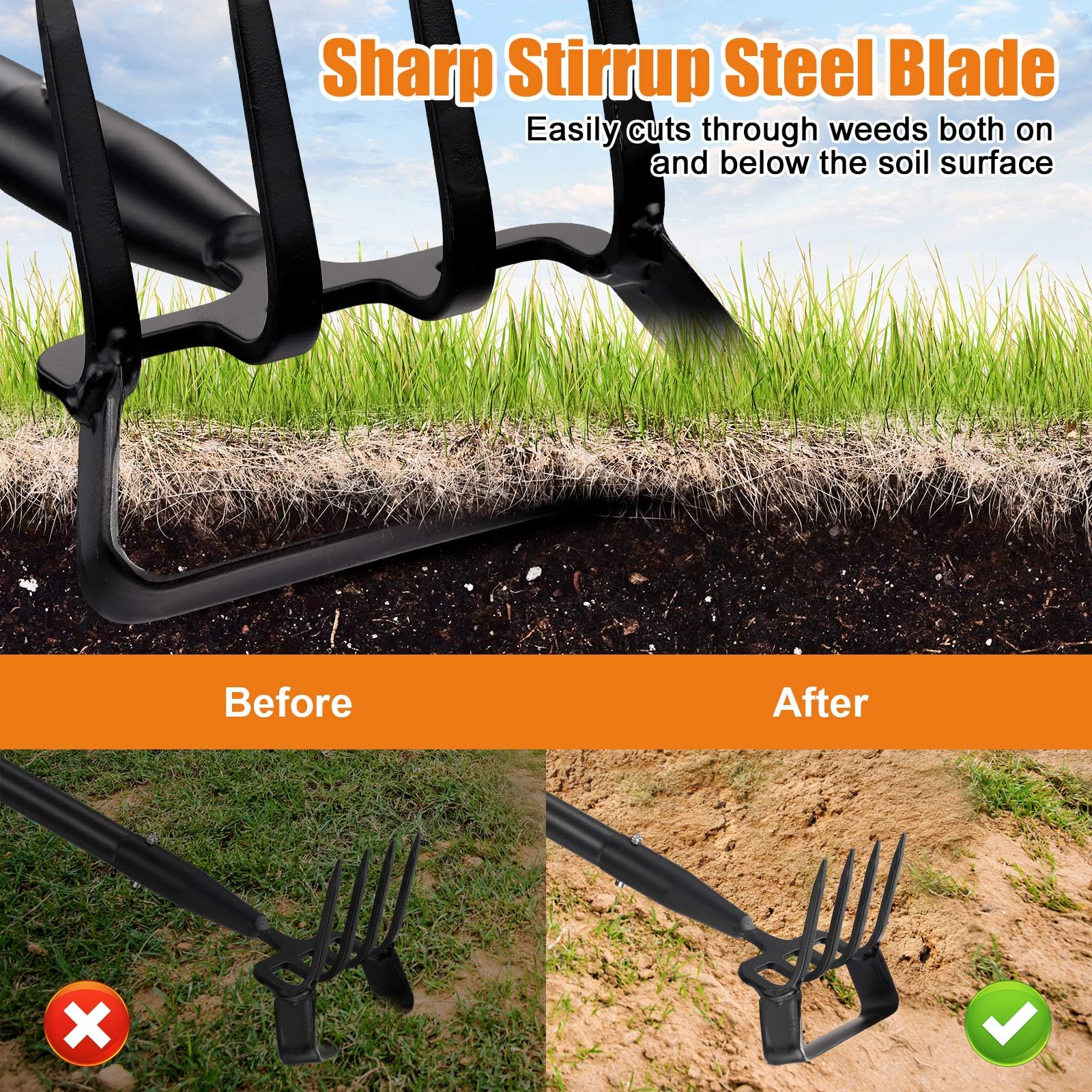 cogardenshower garden hoe stainless steel blade detail