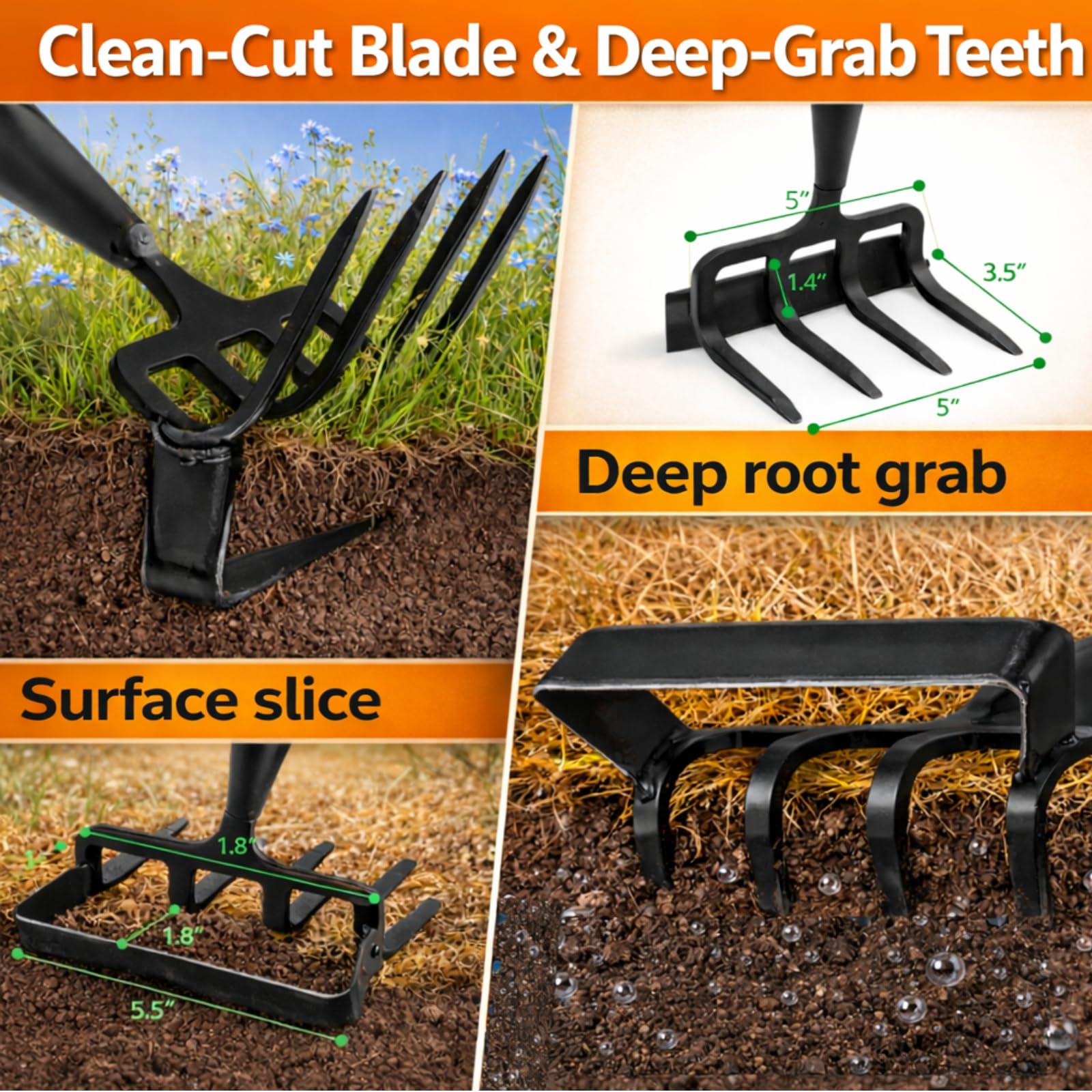 cogardenshower garden hoe with soil and weeds