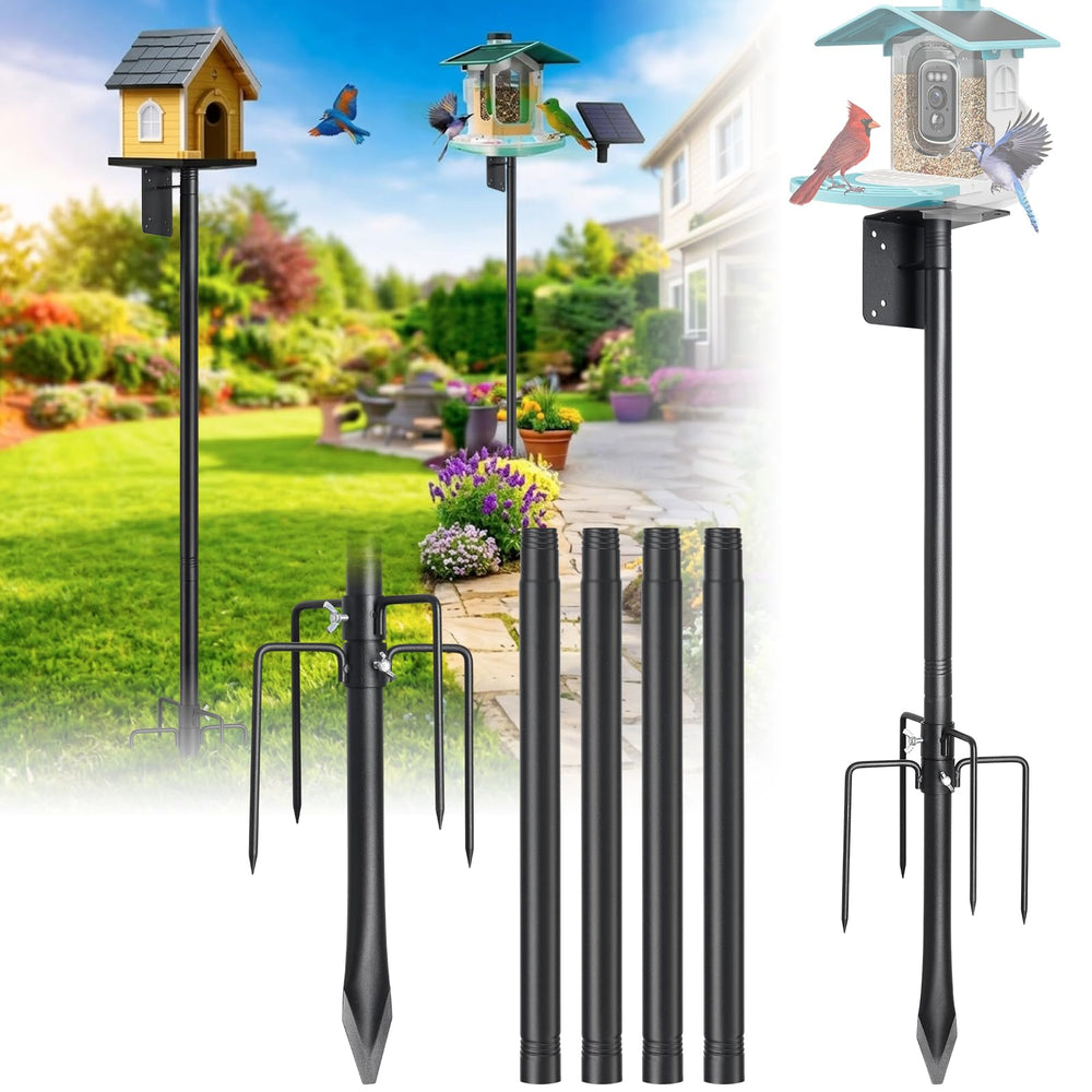 cogardenshower Heavy Duty Bird Feeder Pole front view, black