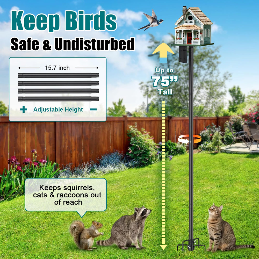cogardenshower Heavy Duty Bird Feeder Pole with a smart camera attached