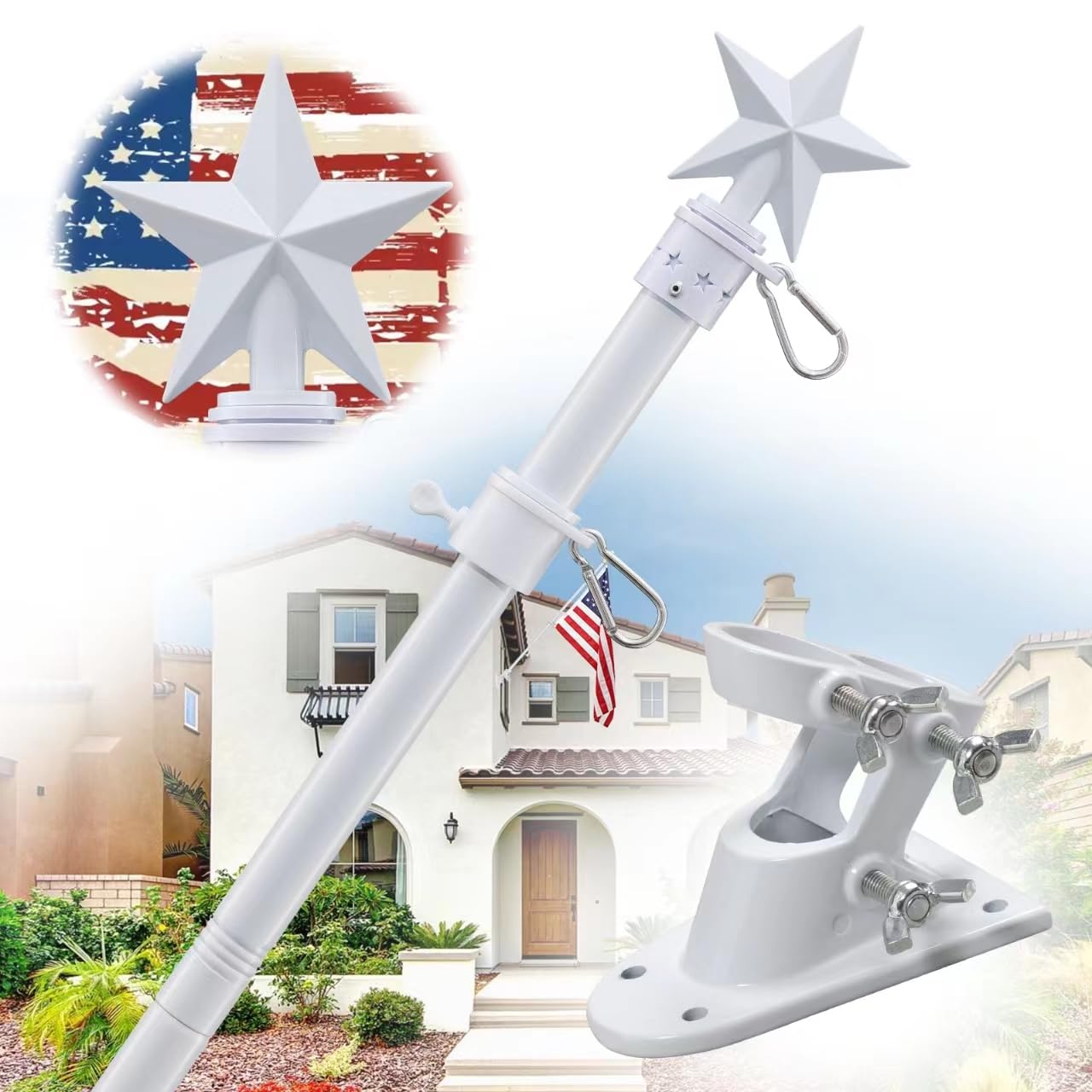 cogardenshower House Flag Pole Kit 6ft front view