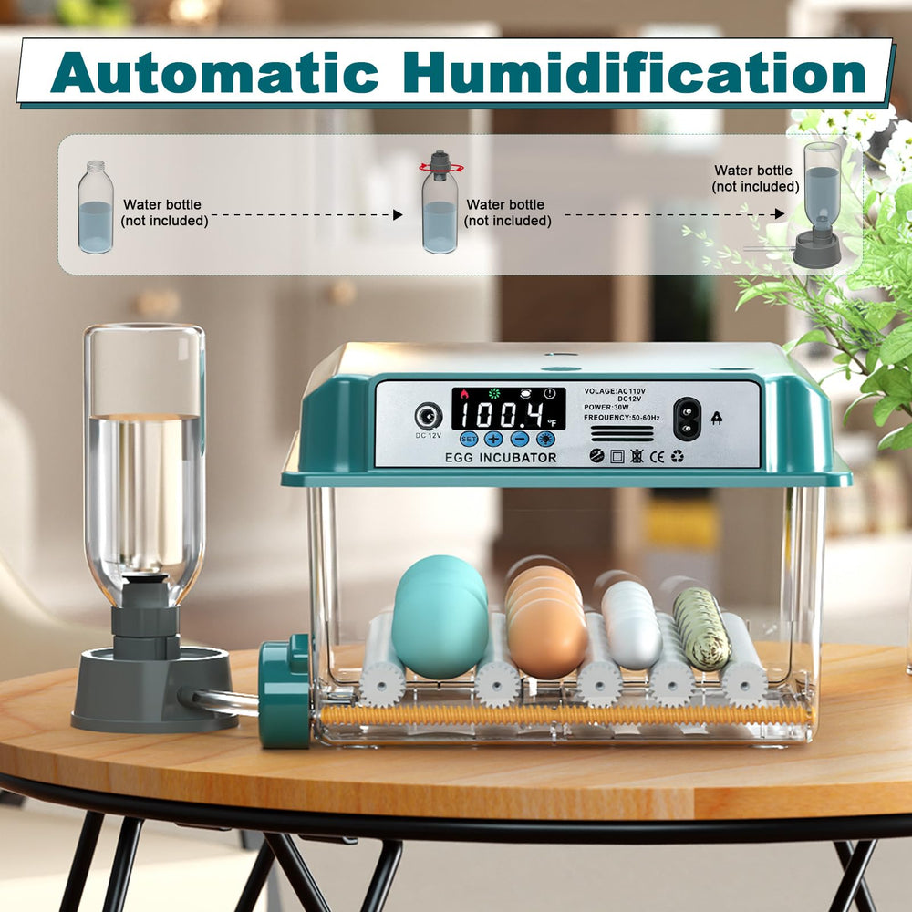 CoInceptus 16 Egg Incubator back view with water bottle system
