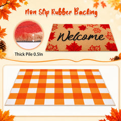 Coir texture of the Fall Maple Leaf doormat showing dirt scraping