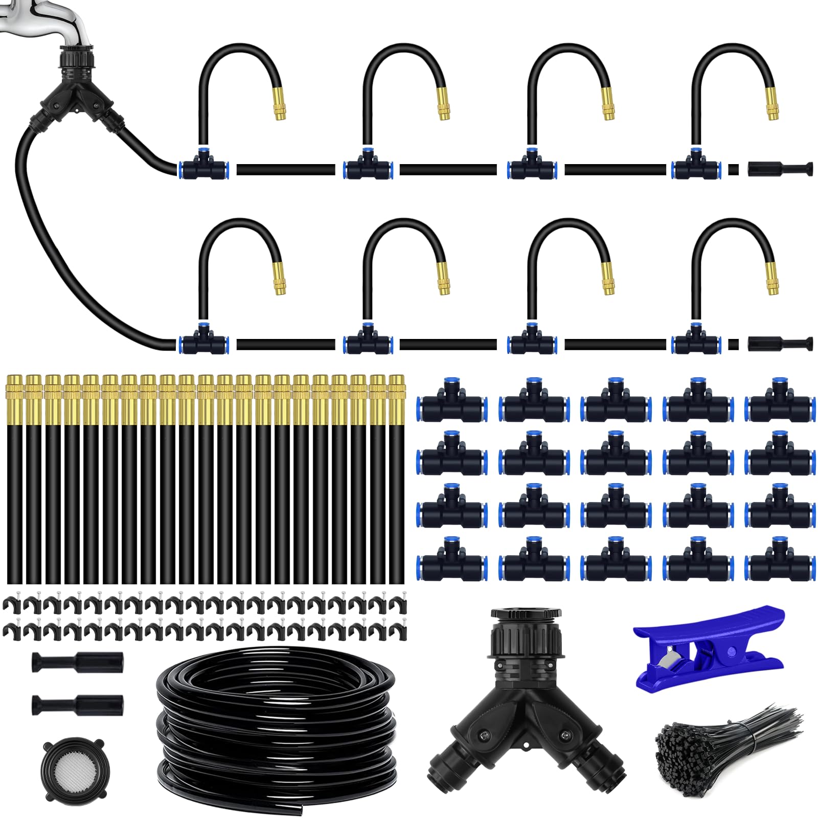 Cokacot 98.4Ft Drip Irrigation Kit with misting nozzles