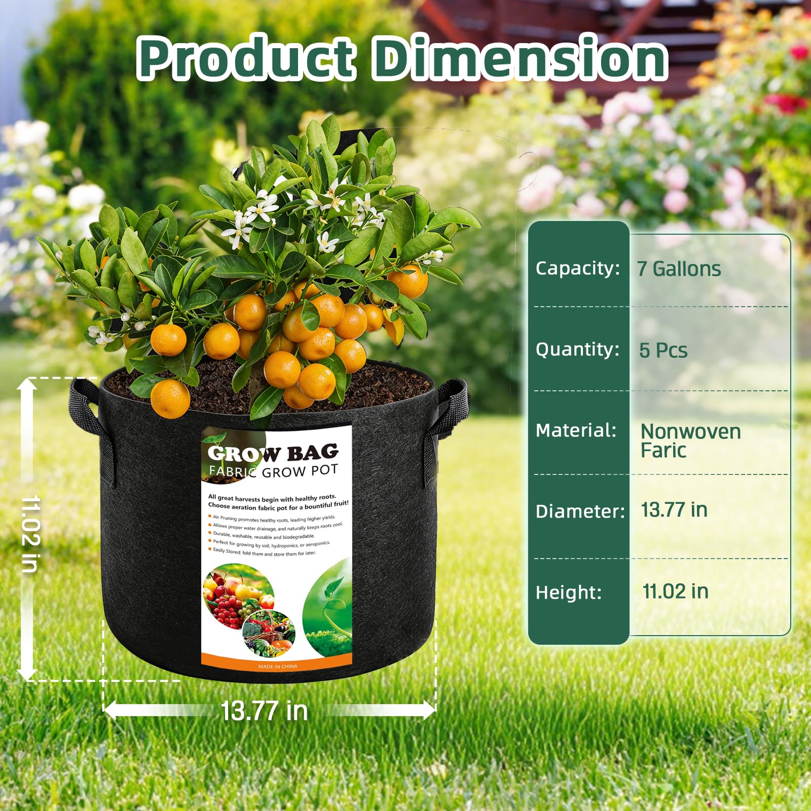 COKIELE 7 Gallon Grow Bag in a garden setting