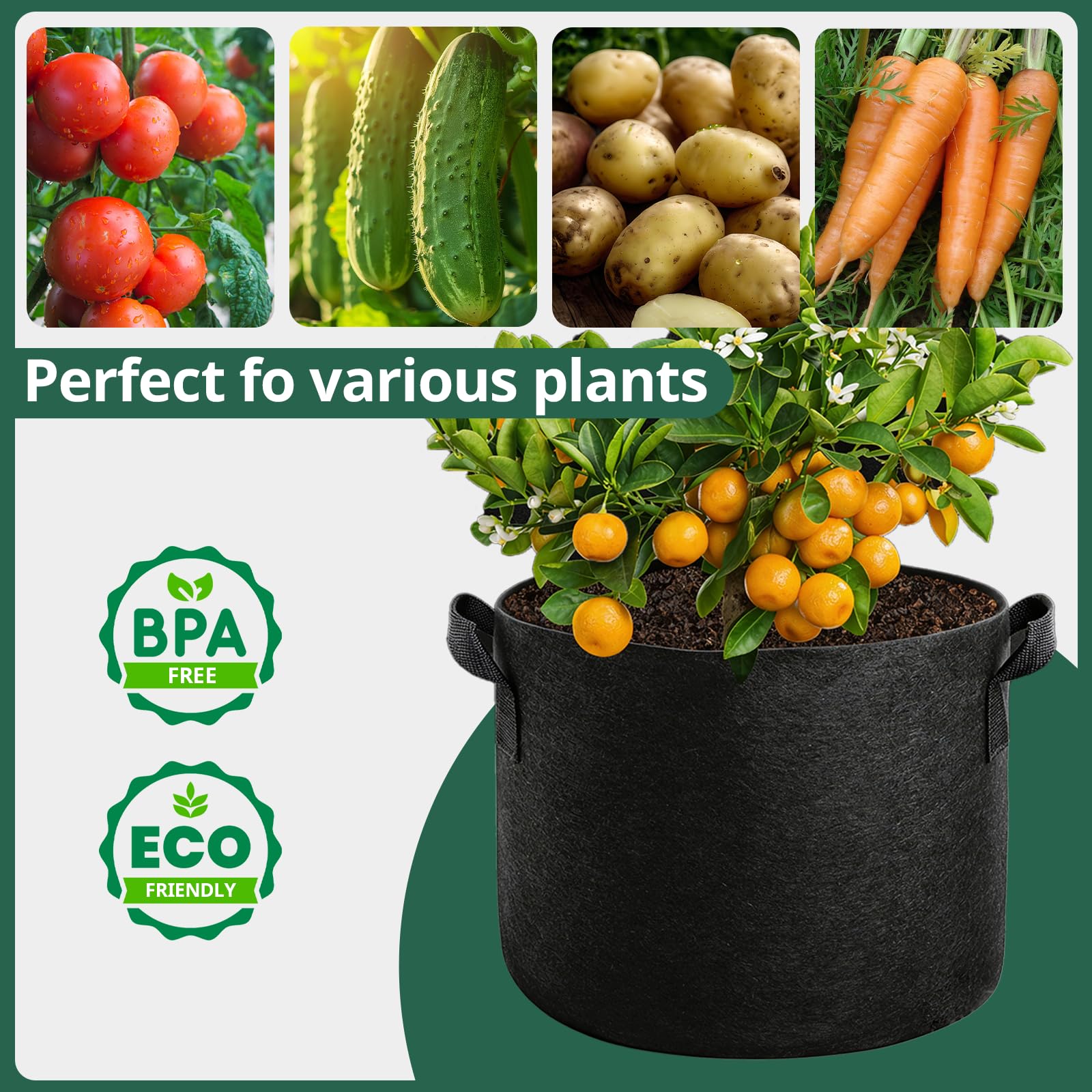 COKIELE Grow Bags stacked for storage