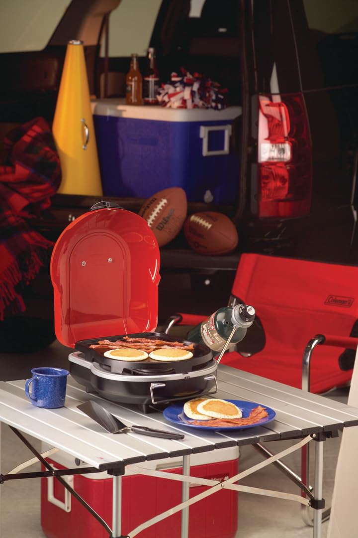 Coleman Fold 'N Go Portable Propane Grill packed for transport