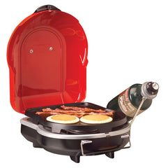 Coleman Fold 'N Go Portable Propane Grill side view with handle