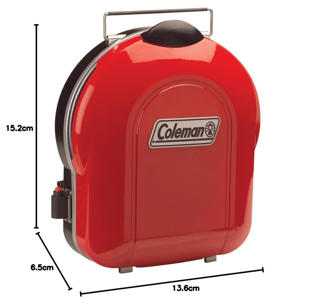 Coleman Fold 'N Go Portable Propane Grill with food cooking