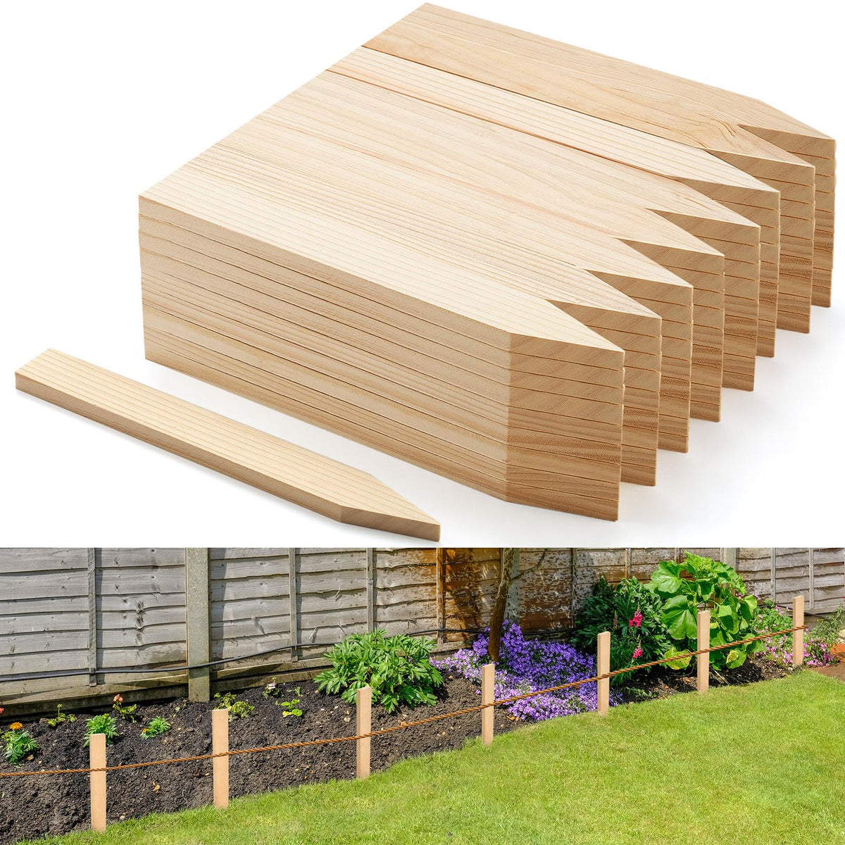 Colingmill 12-inch wooden garden stakes pack of 48