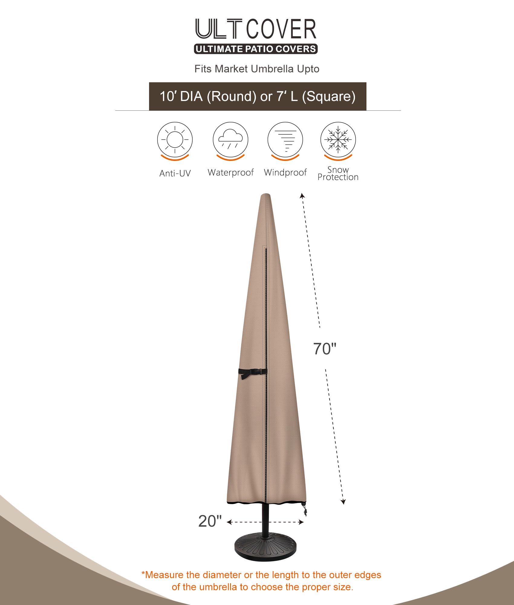 Collapsible fiberglass pole included with ULTCOVER