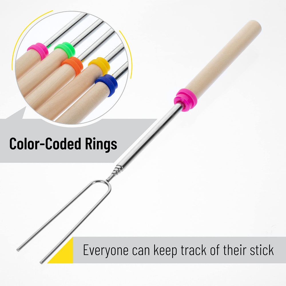Color-coded ends of UNCO roasting sticks for easy identification