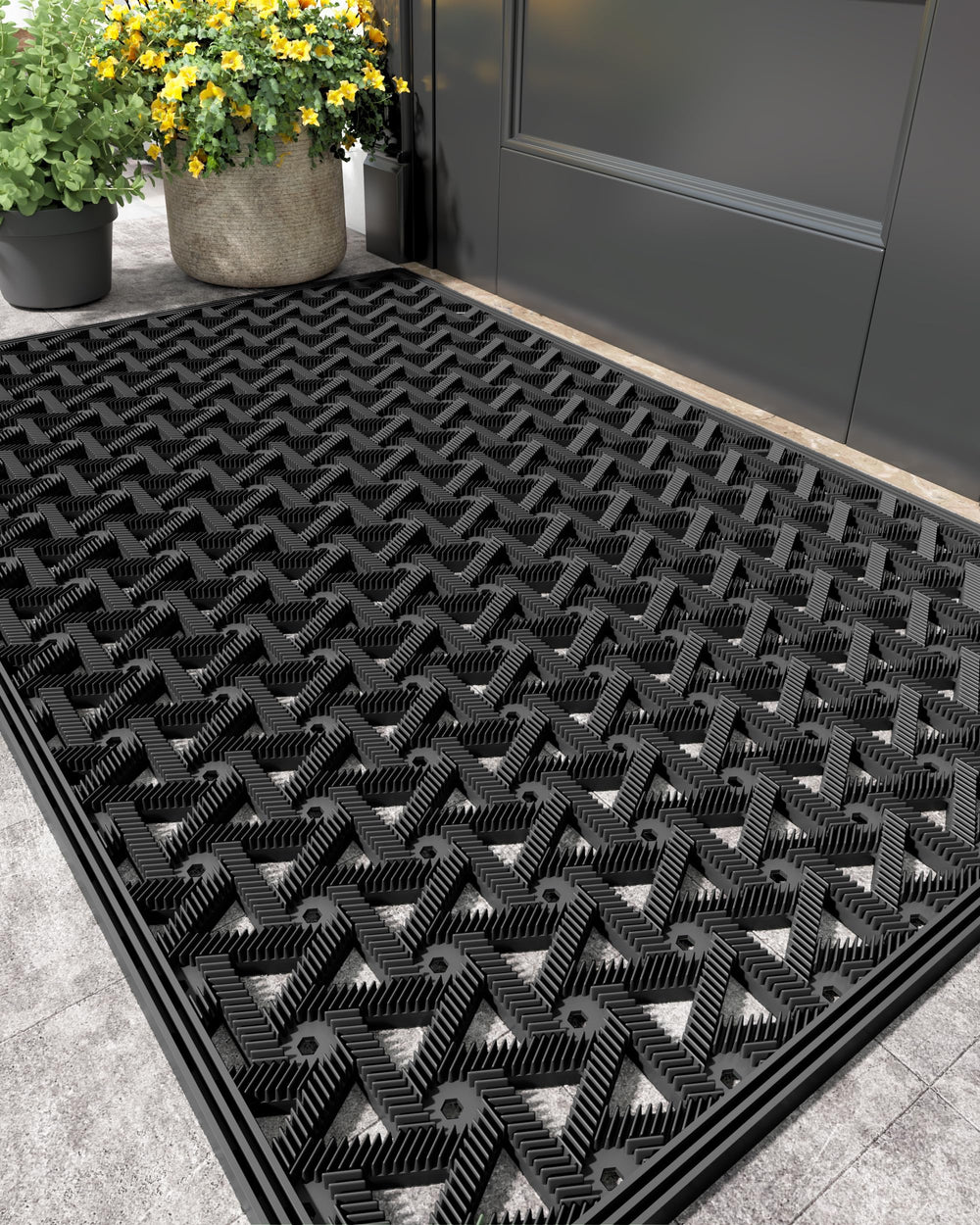 Color&Geometry 19"x30" black door mat front view